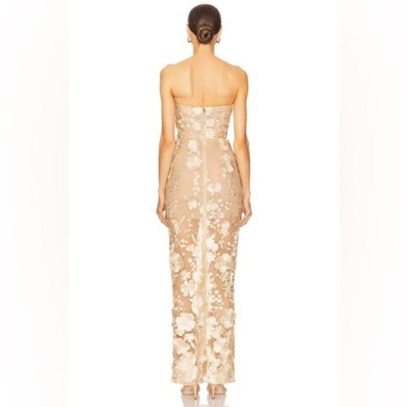 NWOT Bronx and Banco JASMINE MAXI DRESS Floral Gold Strapless Dress - Picture 3 of 15
